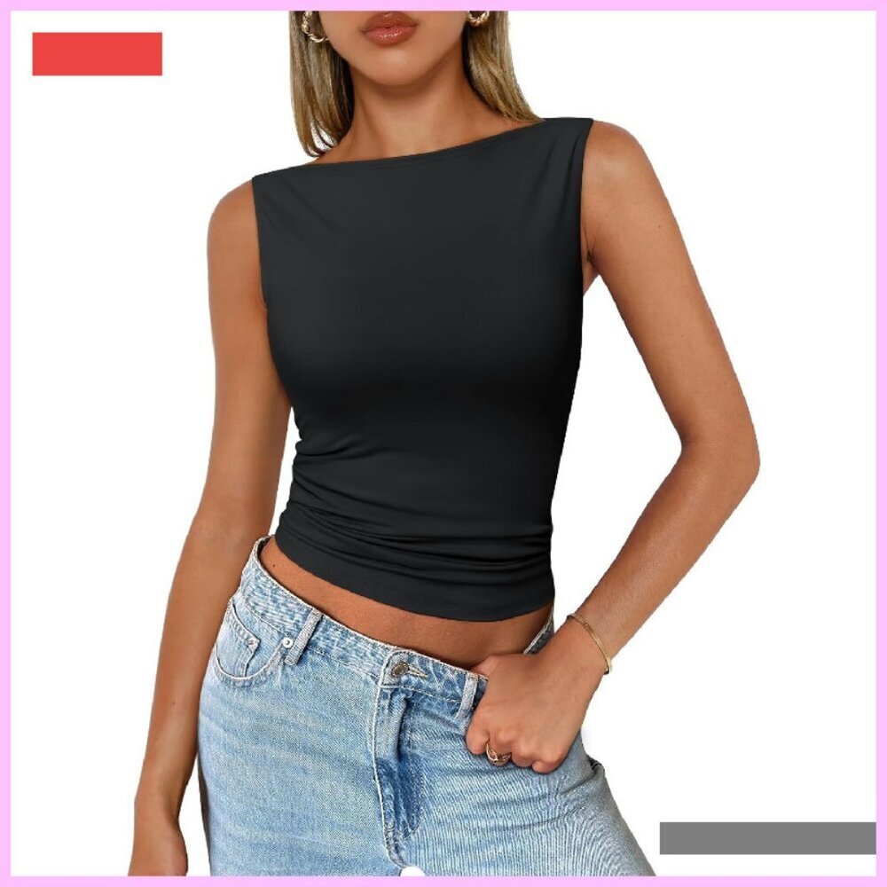 Women's Sleeveless Summer Tank Top Casual Basic Cute Vacation Outfit
